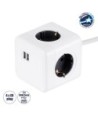 GloboStar® TRAVEL PowerCube PRO Certified 79639 Πολύπριζο 6 Θέσεων με 1.5m Kαλώδιο - 4 Πρίζες Ασφαλείας Childproof EU Schuko AC 220-240V & 2 Πρίζες USB Max 2.1A-DC 5V Μ7.5 x Π7.5 x Υ7.5 - Λευκό με Γκρι - Max Load 3680W-16A